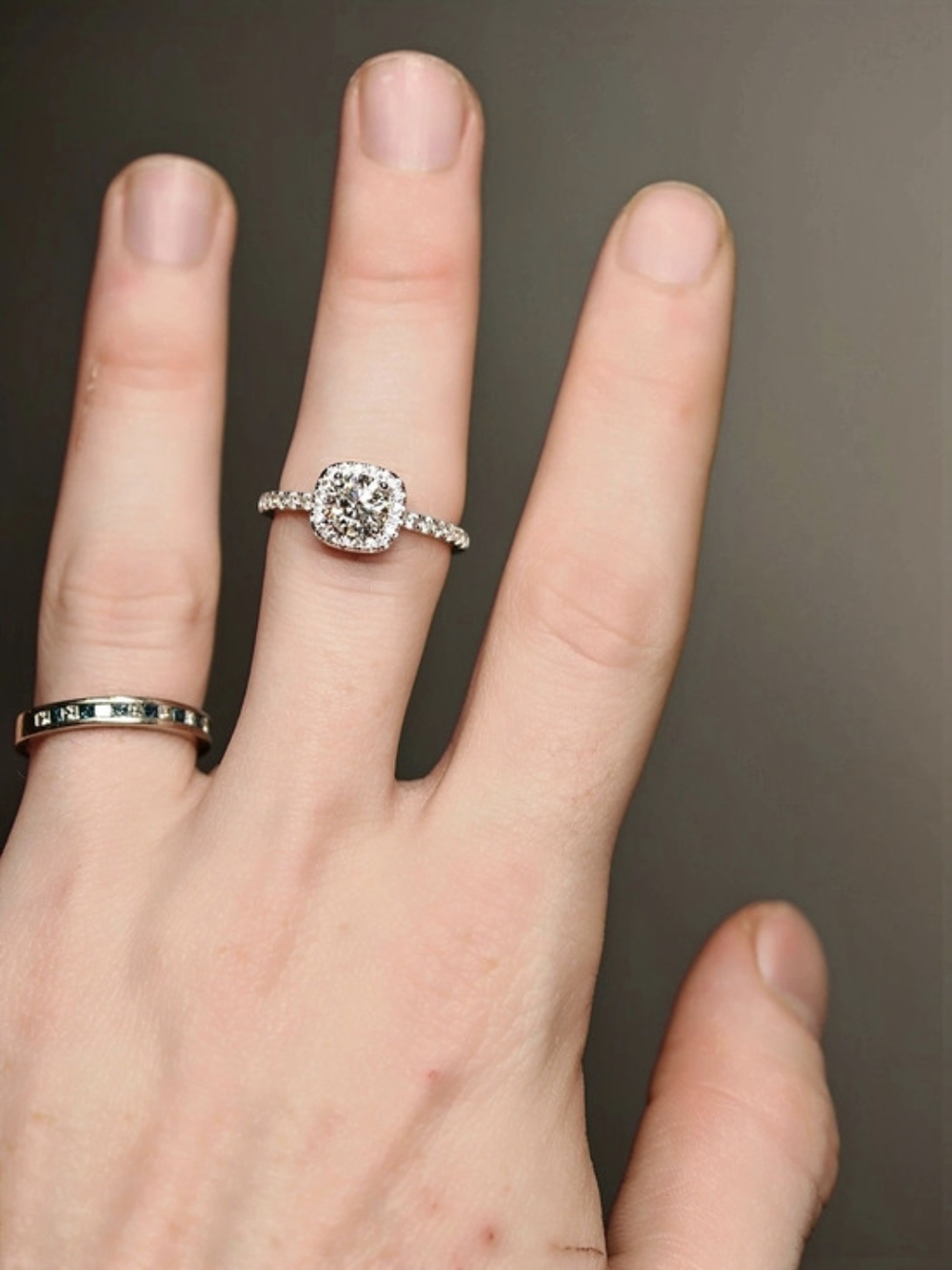 Halo Ring in Silver - Moissanite Like New